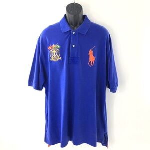 Polo Ralph Lauren Mens Shirt Big Pony Marine Supply Crest Orange Logo Sz XLT